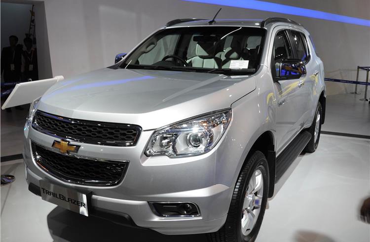 The Chevrolet Trailblazer SUV, which was showcased at Auto Expo 2014 in New Delhi, will be launched this year.