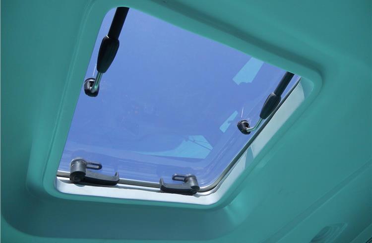Manual roof hatch is among the safety features available on the Magna luxury bus.