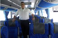 Benedito Andre Almeida Violante, chief operating officer of Tata Marcopolo, seen here inside the 44-seater bus.
