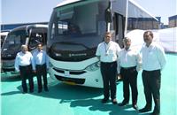 Senior company officials with the Magna. Manufacture of the bus is likely to begin in four months.