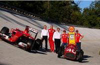 Shell’s John Abbott; Scuderia Ferrari Team's Maurizio Arrivabene; Shell Retail's Istvan Kapitany; Kimi Räikkönen & Sebastian Vettel.