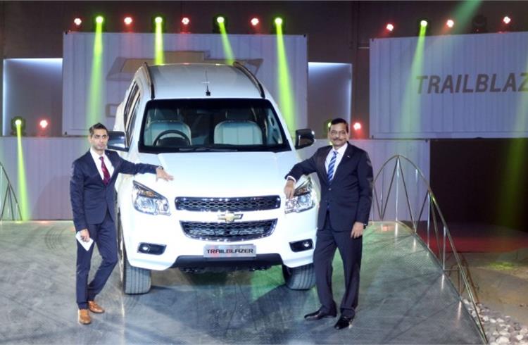 L-R: Jack Uppal, VP Marketing and Customer Experience - General Motors India and Arvind Saxena, President & MD - General Motors India at the launch of Chevrolet Trailblazer.