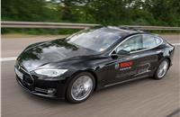 The latest test vehicles are based on the Tesla Model S.