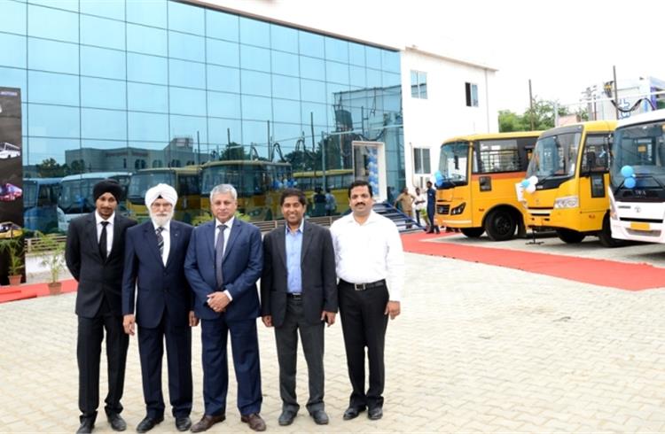 L-R: Mr M Singh of BusZone, Mr R Singh of Janta Group, Mr Pisharody of Tata Motors, Mr Wasan and Mr Krishnamurthy of Tata Motors.