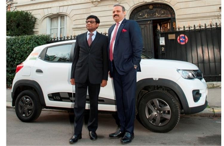 Dr Mohan Kumar, ambassador of India in France and Sumit Sawhney, Country CEO & MD, Renault India
