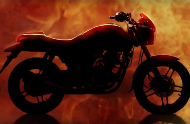 The teaser reveals a silhouette of a sporty motorcycle with a sculpted tank.