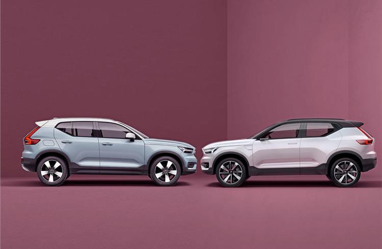 The 40.1 concept (right) heavily inspired the XC40 (left)