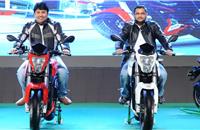 Shivpada Ray, COO, DSK Motowheels and Shirish Kulkarni, chairman, DSK Motowheels at the launch