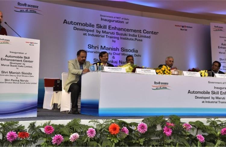 Pankaj Narula, ED, Maruti Suzuki and Manish Sisodia, deputy chief minister of Delhi, inaugurate Automobile skill enhancement center developed by Maruti Suzuki in ITI Pusa