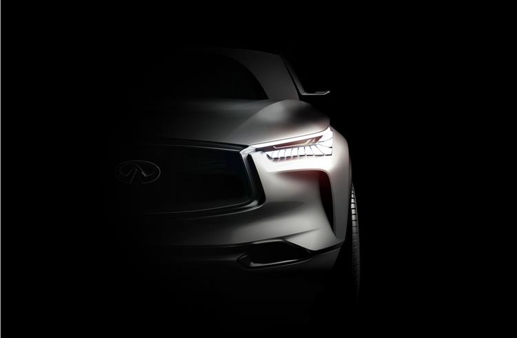 Teaser image reveals SUV-like proportions and wide muscular shoulder lines reminiscent of the Q60 Concept, floating A-pillars and extra-wide wheel arches.