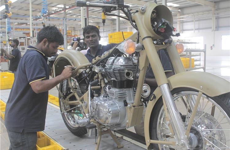 Royal Enfield plans to manufacture 500,000 bikes this year.