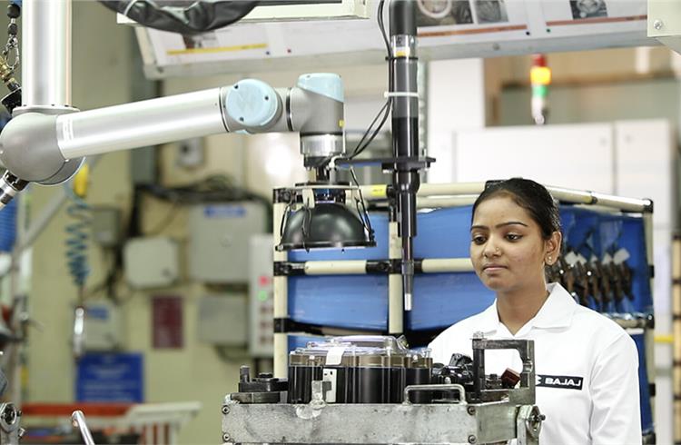 Bajaj Auto, the first Indian OEM to use cobots, uses them to perform tasks such as deburring, decal applications, vision applications, machine tending, welding, sealant applications and bolt tightenin