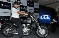Eric Vas, president, motorcycle business, Bajaj Auto with the Avenger 220 Cruise