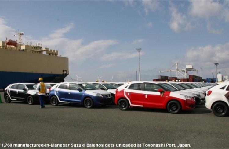 First shipment of 1,760 made-in-India Suzuki Balenos reaches Japan