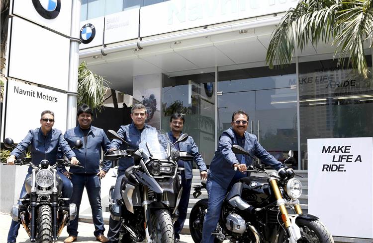 L-R: Vikram Pawah, president, BMW Group India; Sivapada Ray, head, BMW Motorrad India; Dimitris Raptis, Head of Region Asia, China, Pacific, South Africa, BMW Motorrad; Uday Kachalia, director, Navnit