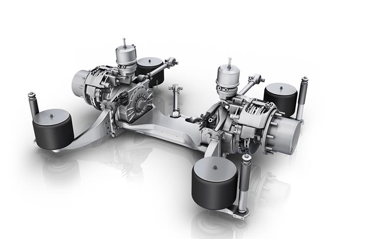 ZF’s AVE 130 electric portal axle as a system package with inverter, drive control and complete power electronics.