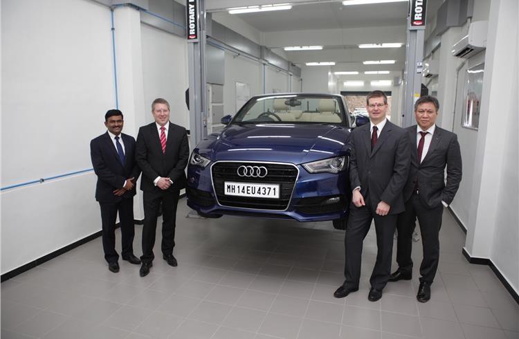 Ulli Seyfferth, head of Technical Service, Audi AG and Joe King, head, Audi India, at the Audi Technical Service Centre in Mumbai.