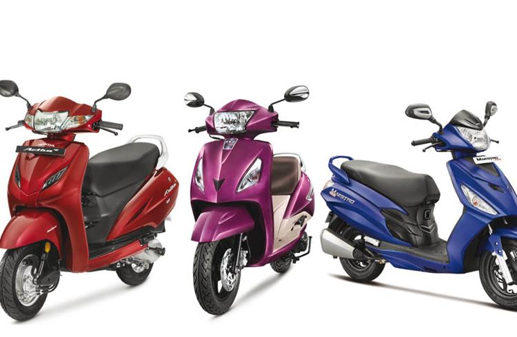 Three's company: the Honda Activa, TVS Jupiter and Hero Maestro have together sold over 4.4 million units in FY2018.