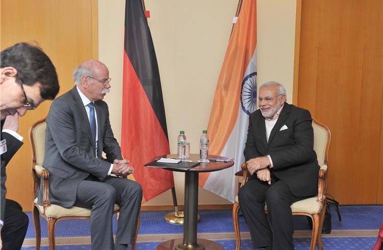 Prime minister Narendra Modi meets Dr Dieter Zetsche, CEO, Daimler AG.