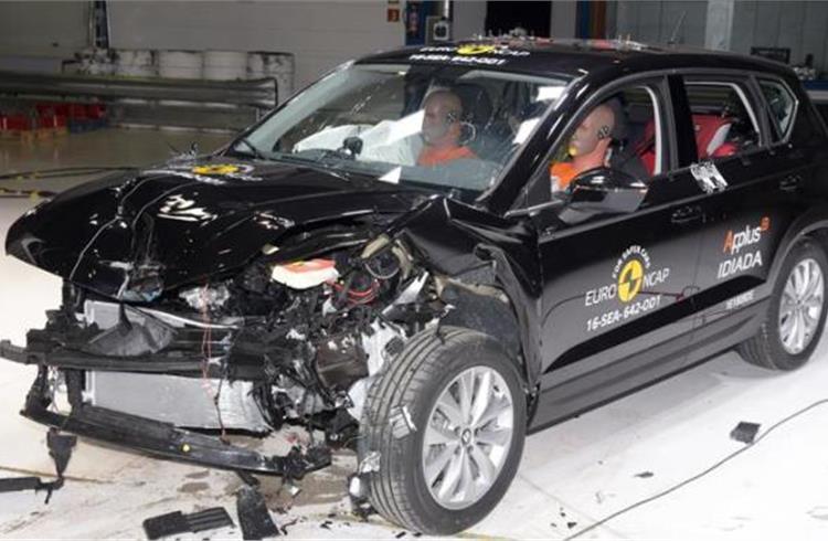 Euro NCAP crash test of the Alfa Romeo Giulia, Seat Ateca and Volkswagen Tiguan