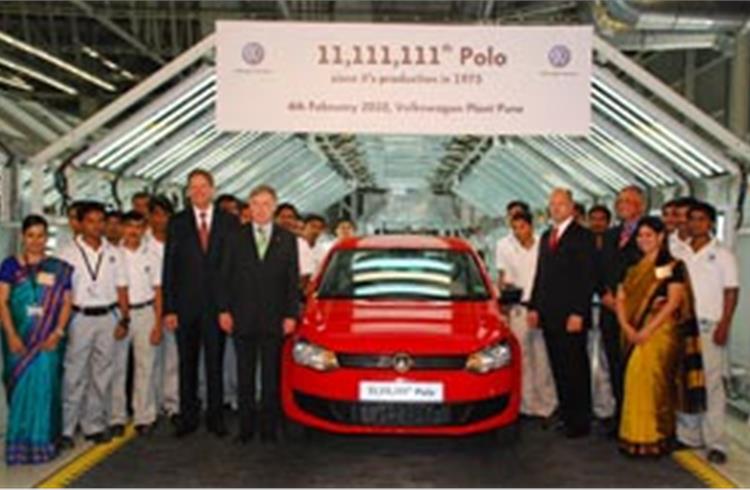 Volkswagen's 11,111,111th  
Polo rolls out from Pune plant.