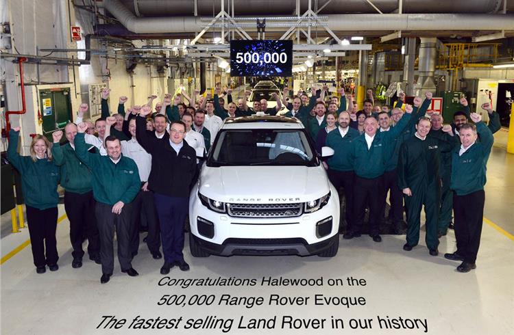 One in every three Land Rovers sold around the world is an Evoque and the production line at Halewood is in operation 24 hours a day, with a new vehicle coming off the line every 80 seconds.