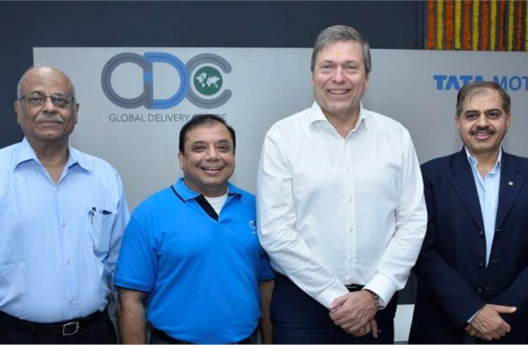 L-R: C. Ramakrishnan, Group CFO, Tata Motors; Sandeep Kulkarni, senior GM & Head Global Delivery Center, Tata Motors; Guenter Butschek, CEO & MD, Tata Motors; and Gajendra Chandel, chief HR officer, T