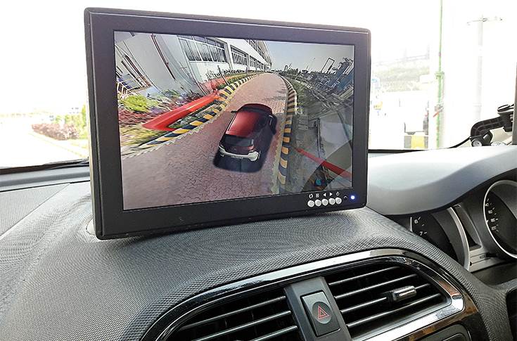 LCD screen mounted on the dashboard