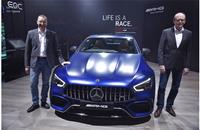 L-R: Martin Schwenk, MD and CEO, Mercedes-Benz India and Matthias Luehers, Head Region Overseas, Mercedes-Benz Cars with the New AMG GT 63 S 4 door coupe.