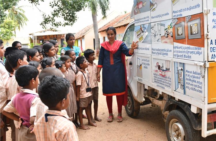 School children being educated about the importance of hygiene and sanitation.