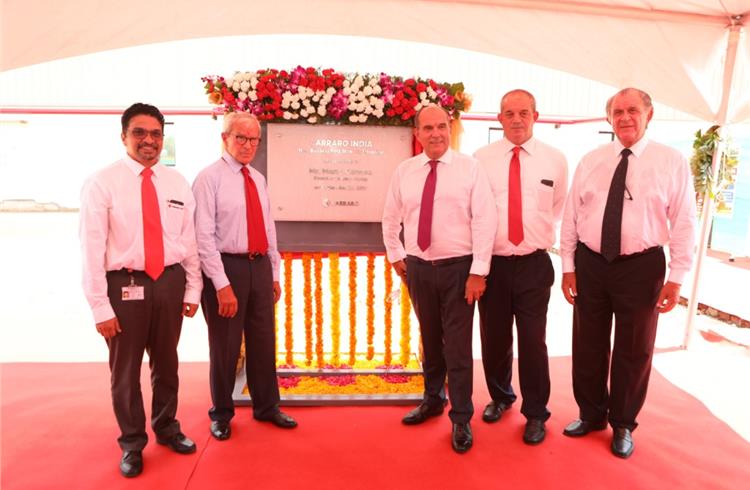 Mario Carraro, founder, Carraro Group (second from left) and officials at the First Stone laying ceremony for the factory expansion at the Carraro India plant in Ranjangaon, Pune.