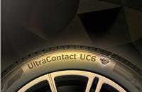 Continental says the chamfered angle of the diamond edge in the tyre pattern maximises the contact area of the pattern to distribute the braking forces more evenly while braking.