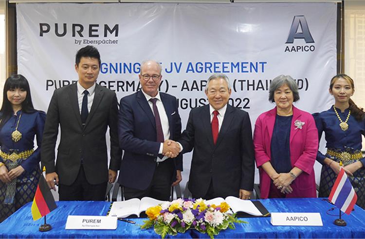 Official signing of the foundation of the joint venture by Purem by Eberspaecher and AAPICO Hitech Public Company .