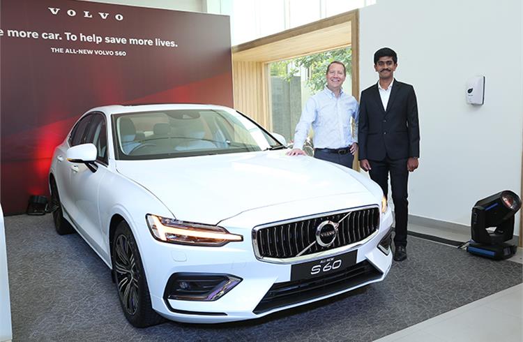 Charles Frump, Managing Director, Volvo Cars India (left) and K Vishnu Vardhan, Director, Volvo Tamil Nadu, with the new Volvo S60 sedan.