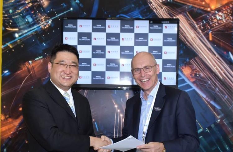 L-R: John Wang, founder and chairman, FutureMove Automotive signing the MoU with Warren Harris, CEO and managing director, Tata Technologies.