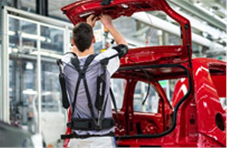 Exoskeletons are currently in the test phase in the Volkswagen production plant at Bratislava.