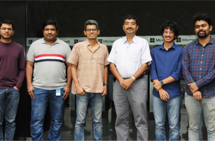 The team behind HAMS at Microsoft Research India. L-R: Ishit Mehta, Research Fellow; Akshay Nambi, Senior Researcher; Satish Sangameswaran, Principal Research Program Manager; Venkat Padmanabhan, deputy MD; Vijay Lingam, Research Fellow; and Anurag Ghosh, Research Fellow.