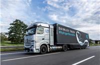 The prototype of the Mercedes-Benz GenH2 Truck covered 1,047km of distance driven with one fill of liquid hydrogen.   