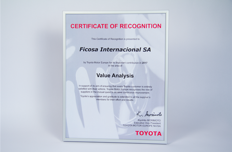 Ficosa bags Toyota's value analysis award