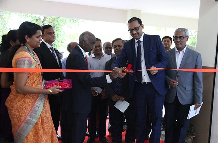 L-R: Dr K N Subramanya, principal, RVCE, Santosh Iyer, VP, Customer Services and Corporate Affairs, Mercedes-Benz India and Panduranga Setty, president of RVCE, at the inauguration.  
