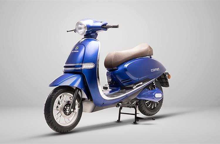 The Comet, which goes up to 85kph, has a range of 150km. It gets a Lithium-ion 72V and 50Ah battery and 3000 W motor. It is priced at Rs 144,000.  The sticker price of the Comet is Rs 192,000. 