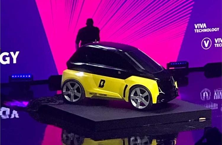 The two-seat electric car unveiled at Viva Technology conference in Paris by Usain Bolt's firm
