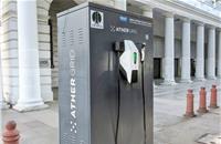 Ather Energy fast-charging outlet at the heart of the capital city in Connaught Place.