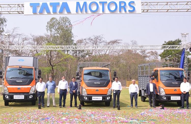 Girish Wagh, president – CVBU – Tata Motors with the Commercial Vehicle Business Unit leadership team at the launch of the Tata Ultra Sleek T.Series range.