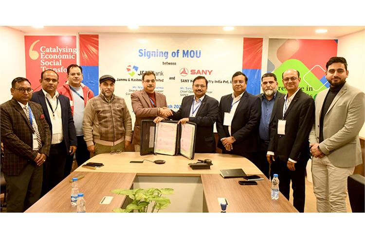 SANY India collaborates with J&K Bank to provide financial solutions for construction equipment