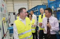 Jason Yang (right, Plant Manager - Qingdao, Norma Group) gives Scott Emery (left, EVP - Purchasing China and APAC, JLR) a tour through the production facilities at the Norma Group’s Qingdao plant.