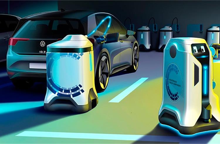 Volkswagen reveals prototype of fully autonomous mobile charging robot