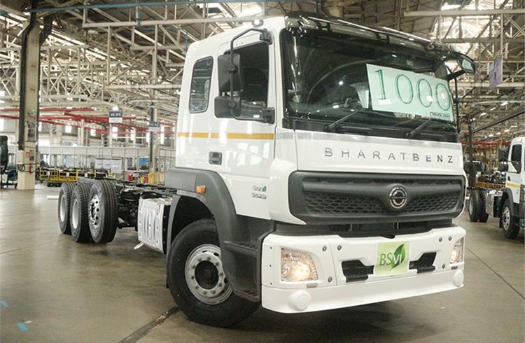 Milestone 1,000th BS ruck is a 3523R model, bound for one of the 235 BharatBenz touch-points in India.
