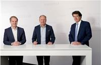 L-R: Klaus Rosenfeld, CEO of Schaeffler AG, Henrik Henriksson, CEO of H2 Green Steel, and Andreas Schick, Chief Operating Officer of Schaeffler AG. Photo: Schaeffler (Daniel Karmann).