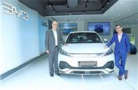 Sanjay Gopalakrishnan, Senior VP of Electric Passenger Vehicle Business, BYD India and Somil Nijhawan, president and CEO of the Gurugram dealership, Kristan BYD.